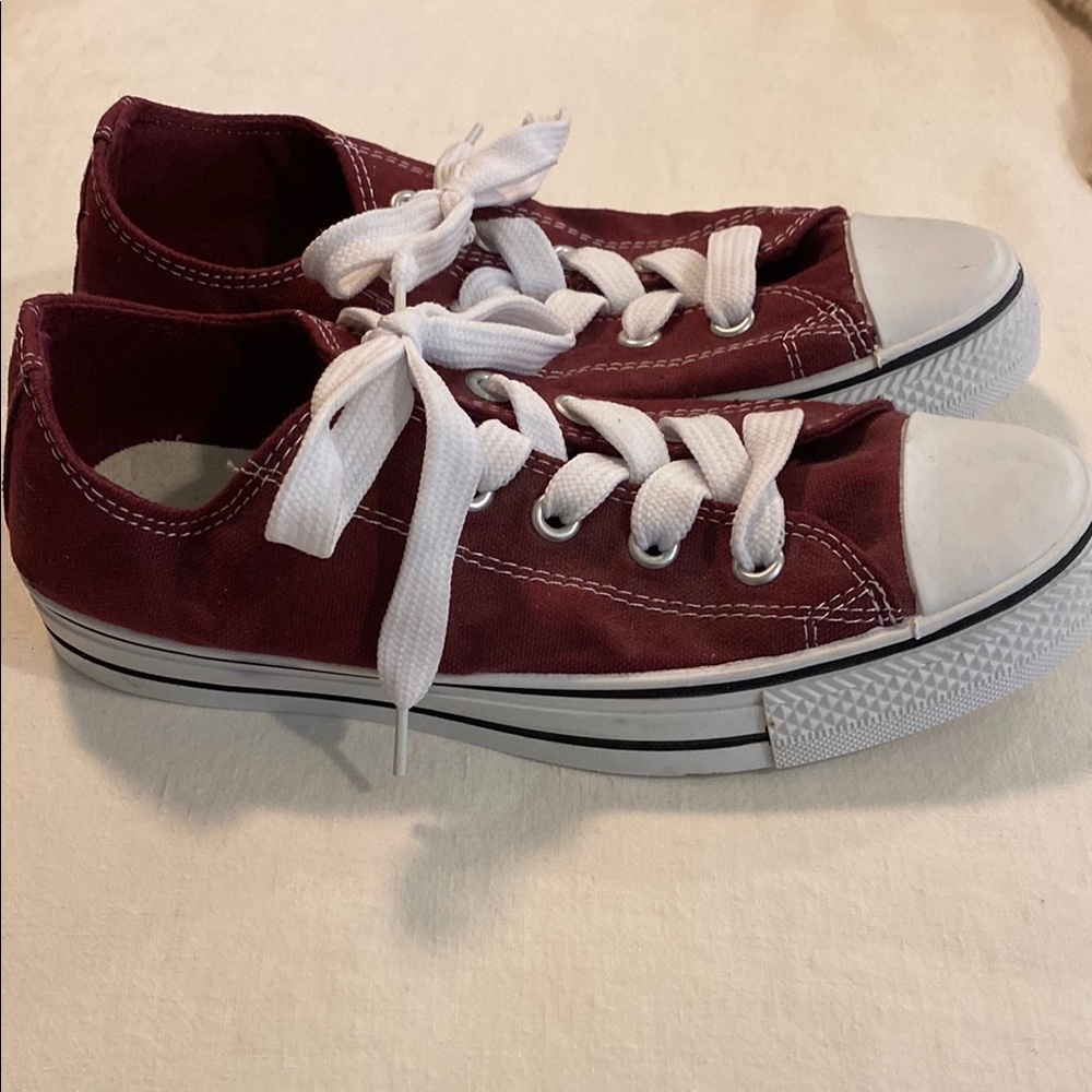 Maurices Red and White Sneakers with Classic Canvas Design